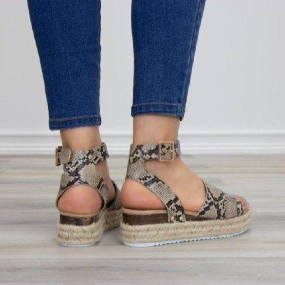 Python Snake Espadrille Platform Comfort Sandal - Picture 3 of 7